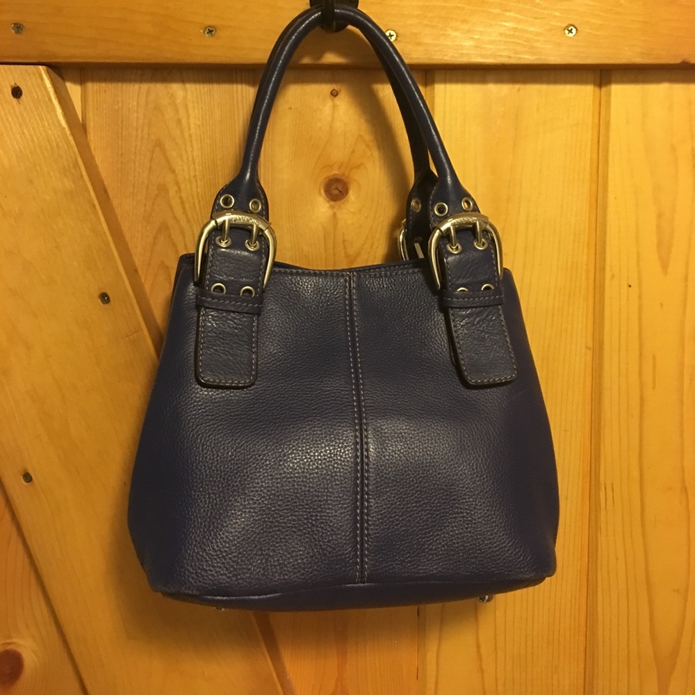 Tignanello Navy Blue Leather Shoulder Bag